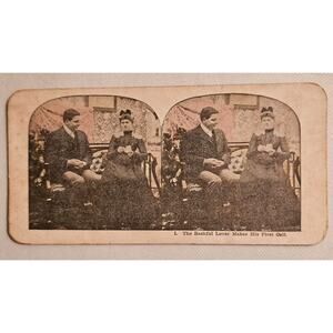 Set Of 23 Out Of 25 Stereoview Cards. "The 25 Stages From Courtship to Marriage"
